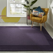 Simple Plain PURPLE Colour Modern Contemporary 2 Tone Border Design Wool Rugs