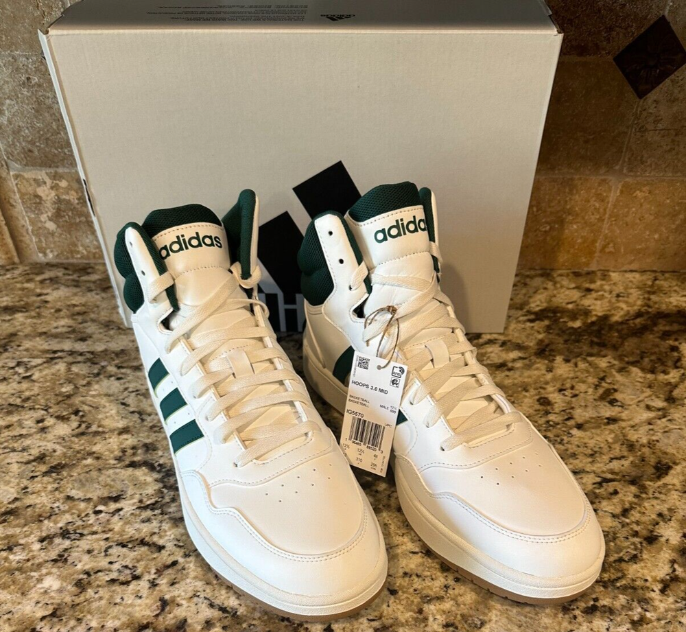 Men's Shoes Adidas HOOPS 3.0 MID Size 13 Basketball Leather White IG5570