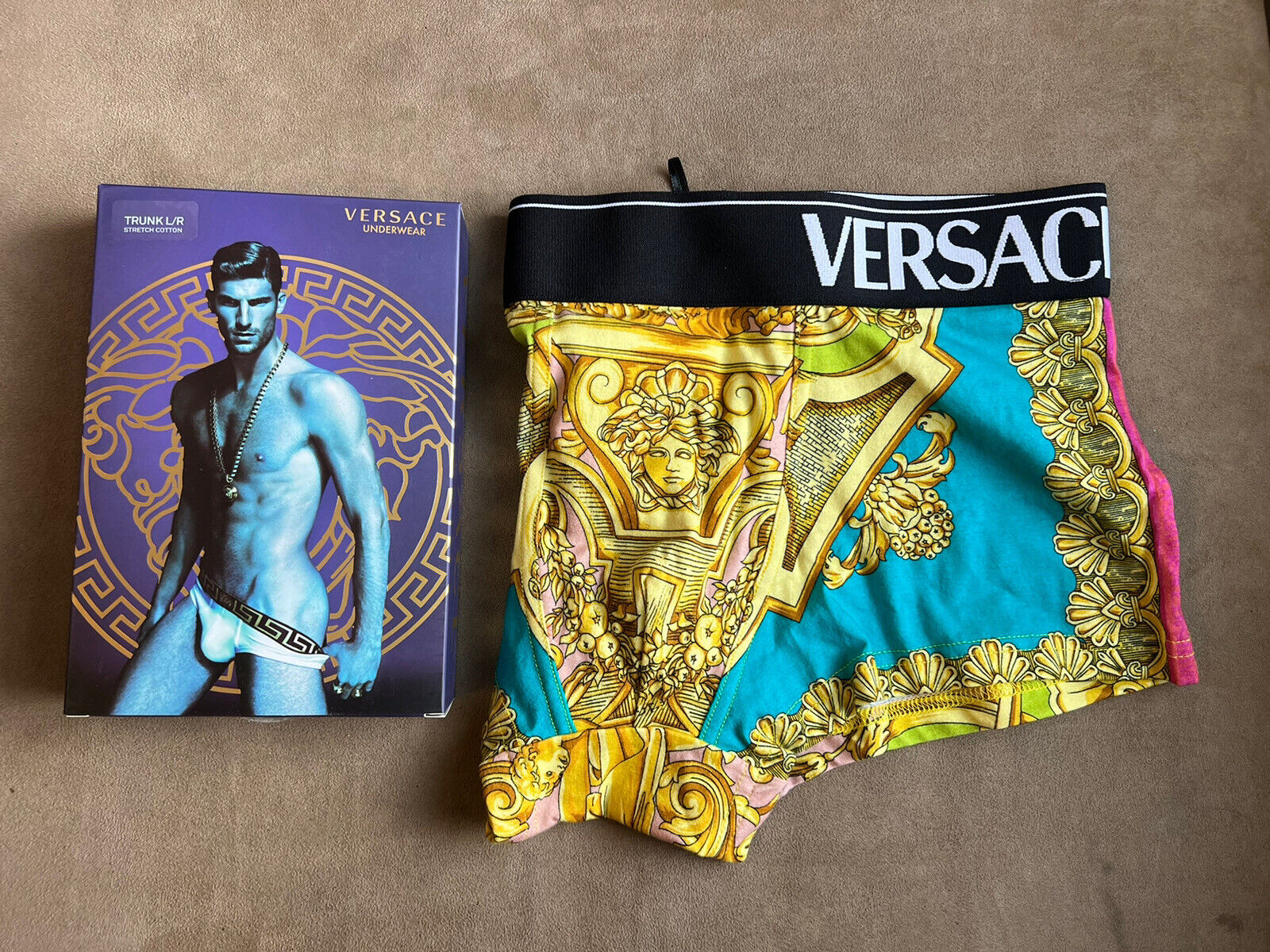 VERSACE MULTI BAROCCO SIGNATURE LOGO SPORT LOW RISE TRUNK