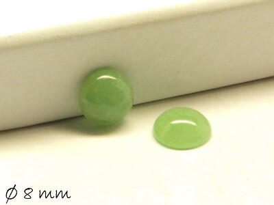 2 Stk. Grüner Aventurin Quarz Cabochons zum Einkleben in Fassungen, Ø 8 mm 