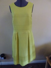 DICKINS & JONES Textured Bright Chartreuse Yellow A-line Prom Dress Size 12/14