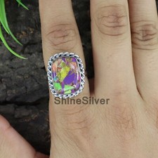 Multi Turquoise Sterling Silver Statement Ring Daily Wear Ring Size 7 US JN70