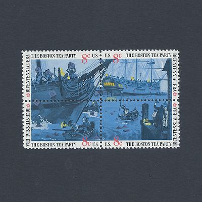 Boston Tea Party - Mint Set of 4 Vintage Stamps 52 Years Old!