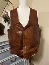 Genuine Leather Men's Brown Leather Vest Size M Made in Mexico