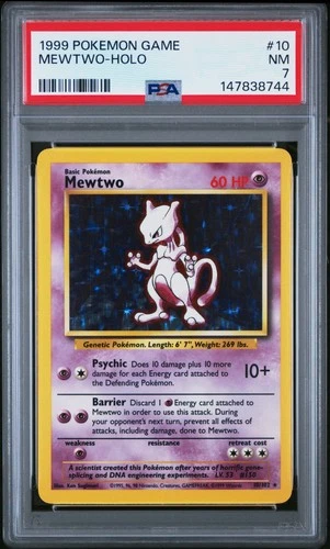 1999 POKEMON BASE SET UNLIMITED #10 MEWTWO-HOLO PSA 7