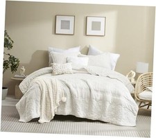 Boho Ivory Quilt Size Bedding Sets with Pillow Sham, Bohemian Queen Ivory-boho