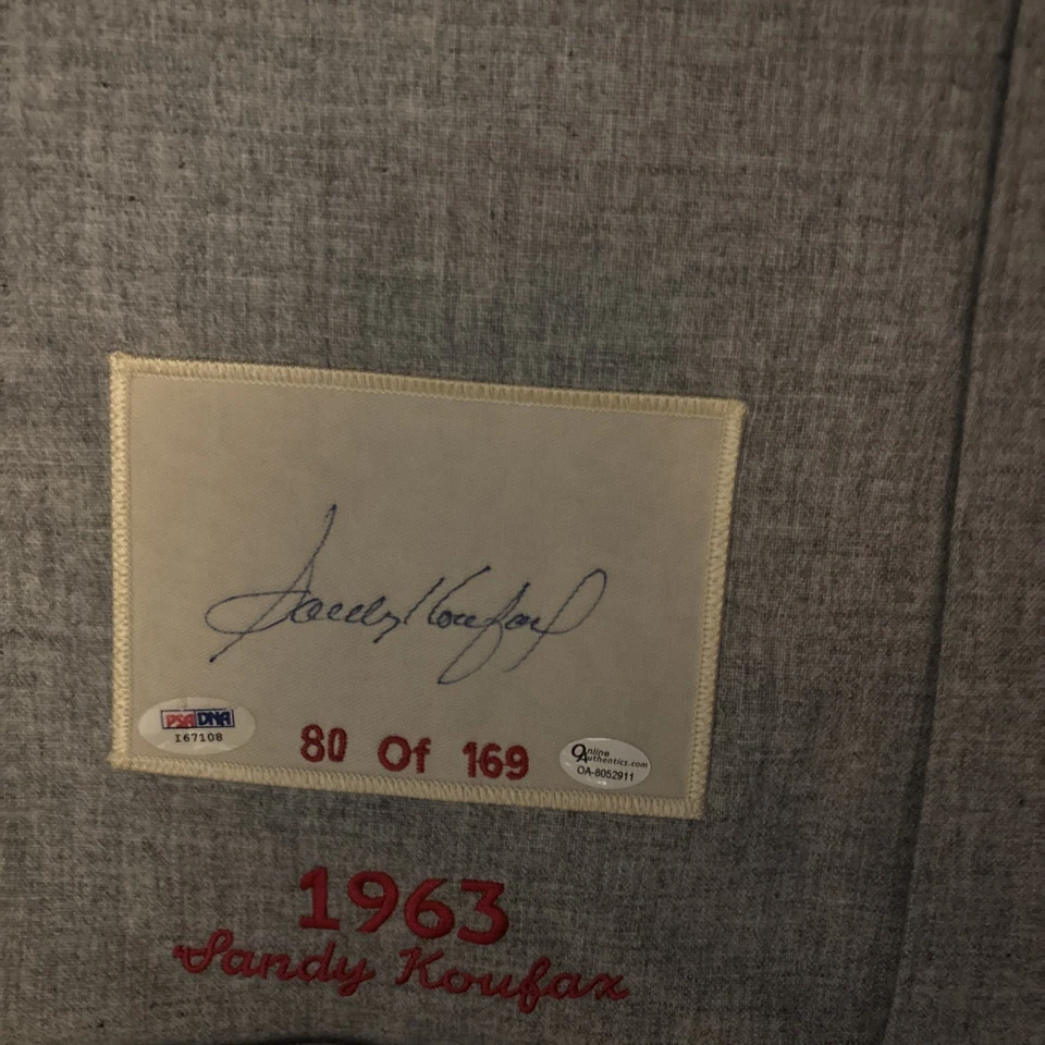 Sandy Koufax Mitchell and Ness signed Cooperstown Classic jersey 80/169 PSA  - Image 2 of 4