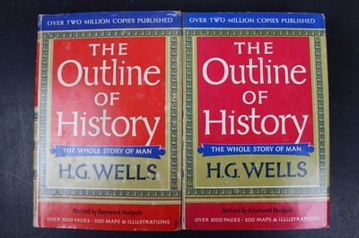 Outline of History H.G. Wells 1961 Vol 1-2 Revised Edition Illustrated HCDJ Set