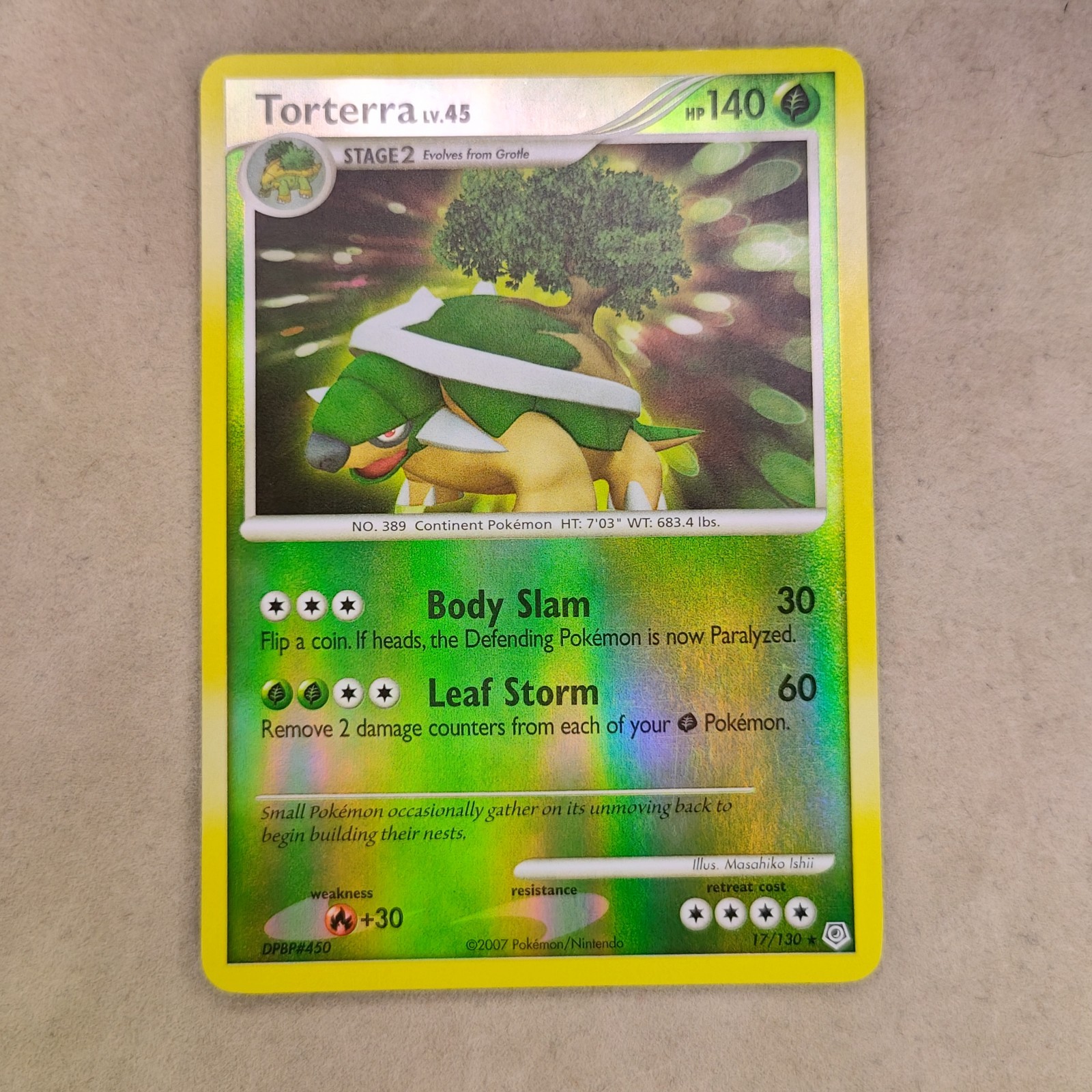 Torterra 17/130 Diamond and Pearl Reverse Holo Pokemon Card LP Lightly Played