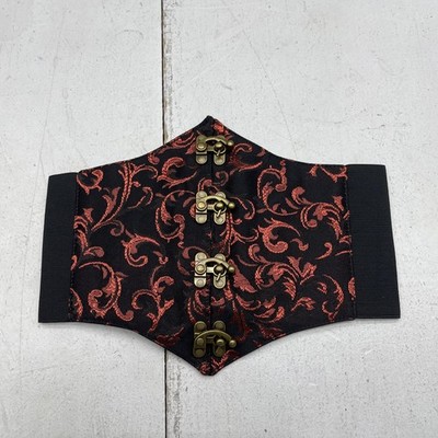 Lavish By Daisy Corsets Belt Womens Small Black Red Brocade Wide Corset Waist