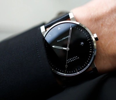 Henry Archer SEKVENS Automatikuhr Dresswatch Leder- und Stahlband #wie neu#
