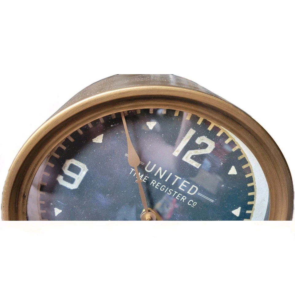 SHYAM XXL 16" VINTAGE STYLE AGED METAL ROUND TABLE DESK MANTLE CLOCK 06094 - Image 4 of 4