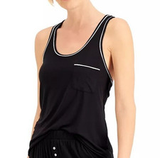 Alfani Women's Soft Rayon Blend Pajama Tank Top, Black, XXL