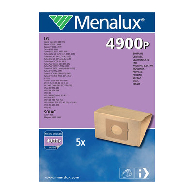 Menalux 5x Staubsaugerbeutel für LG Solac Moulinex Satrap Turbo VCP Clatronic