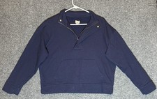 A New Day Soft Cropped 1/4 Zip Colared Sweatshirt - Women s MEDIUM -Navy Blue