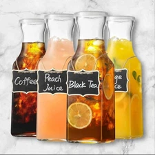 Netany 1L Glass Carafes with Lids | Set of 4 | 35 oz | New in Box