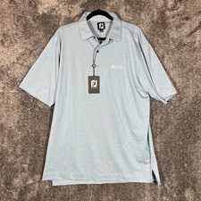 FootJoy Golf Polo Mens Large Blue Lisle Self Collar Wicking Golf Comfort New