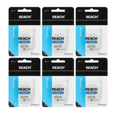 Reach Waxed Dental Floss, PFAS-Free, Unflavored, 55yd, 6 Pack