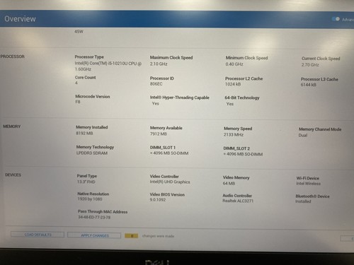 Dell XPS 13 7390 13" Core i5-10210U 1.6GHz 8GB RAM 256GB SSD NO BATT NO OS - Picture 3 of 10