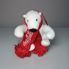 NEW 2016 Coca-Cola Polar Bear With Scarf 4  Plush 0