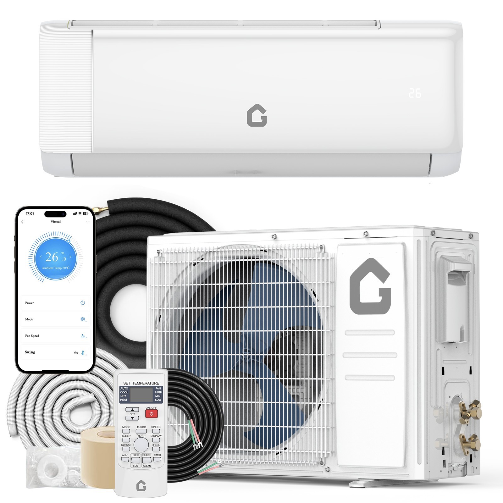 Garvee 24000 BTU WiFi Ductless Mini Split Air Conditioner Heat Pump 19 SEER 230V