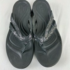 Crocs Capri V Animal Print Women  s Sz 9 Dual Comfort Flip Flops Sandals Metallic