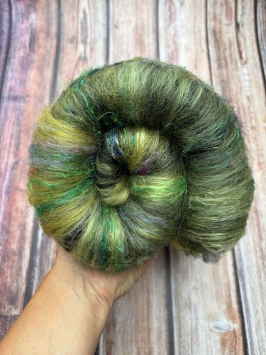 Hand Carded Art Batt. Black Fibre Mixed Blend For Art Yarn Spinning Felting Y1 - Picture 7 of 10