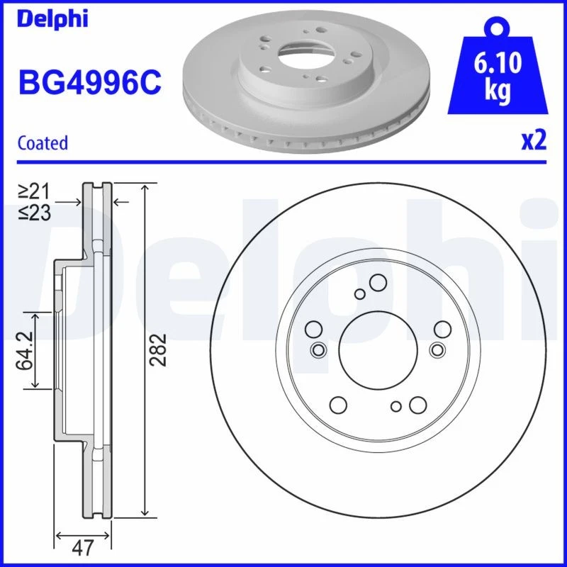 2x BRAKE DISC BG4996C FOR HONDA CIVIC/X/Hatchback P10A2 1.0L 3cylN16A1 1.6L - Image 2 of 4