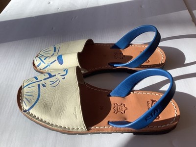 RIA MENORCA off white,  blue  Sandals Slingback Open Toe Women s Size 39