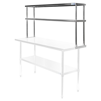 Commercial Stainless Steel Kitchen Prep Table Wide Double Overshelf - 12'' x 60''