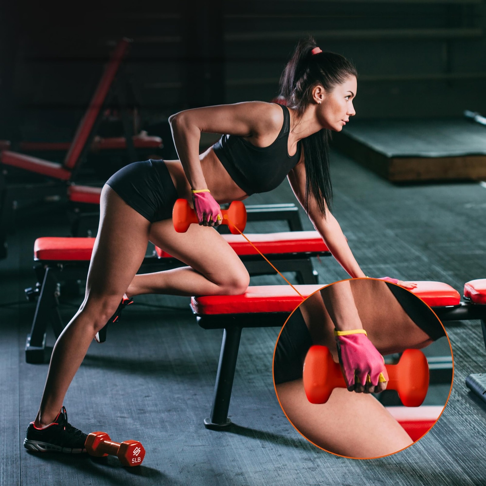 SQUATZ Dumbbell Weights Set with Stand Coated Weights 3 Color 20LB