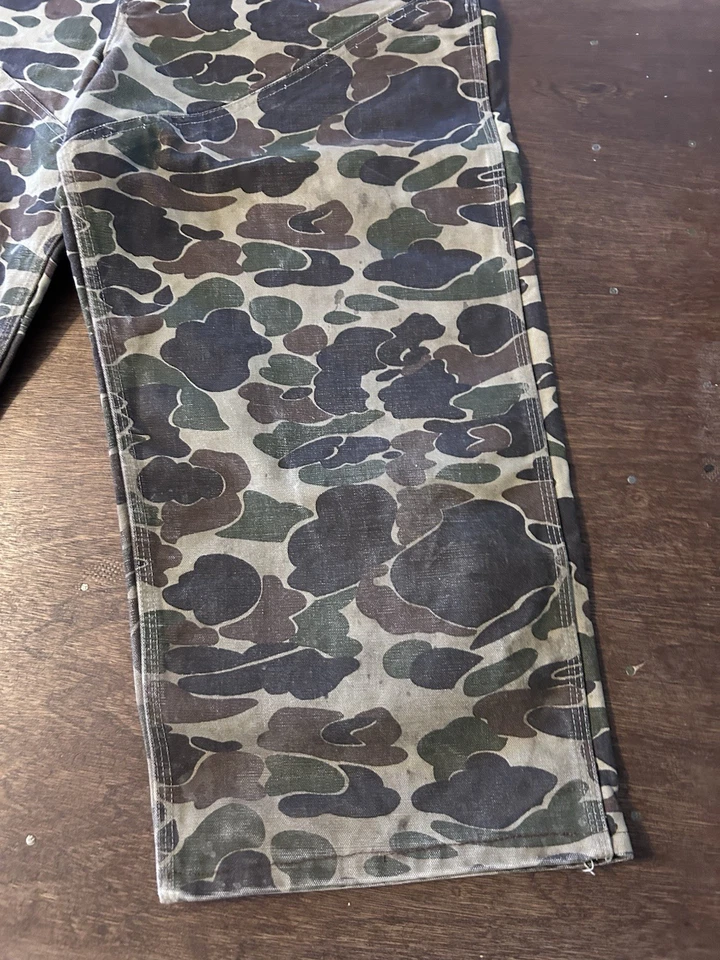Mono Carhartt De Colección Para Hombres Pequeño Verde Pato Camuflaje Caza Mono Babero Hecho en EE. UU. Foto 4 de 4