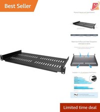 1U Vented Steel Server Rack Shelf 10in Deep for 19in Network Cabinets