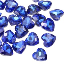Heart Rhinestones, 12mm Pointback Glass Rhinestone, Pack of 30 Sapphire Blue 