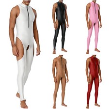 Mens Leotard Gym Bodysuit Performance Nightwear Solid Color Jumpsuit Party Bar