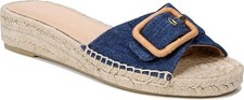 Veronica Beard Apa Denim Espadrille Jute Sole Slide Oversized Buckle Size 8M New