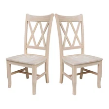 IC International Concepts, Set of 2 Double X-Back Dining Chairs, Armless, Rea...