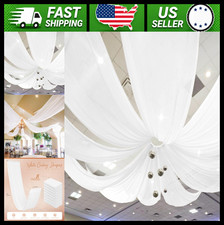 White Sheer Chiffon Ceiling Drapes for Wedding Arch Party Stage Decor