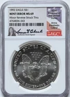1992S Silver Eagle $1 Mint Error MS 69 NGC Minor Rev Struck Thru 999 1 oz Cabral