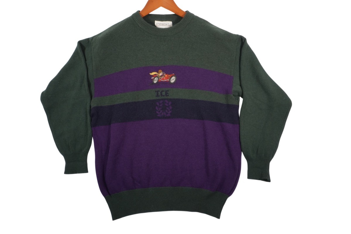 Vintage 90s ICEBERG Italy 100% Wool Knit Sweater