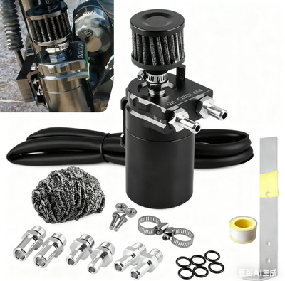 Oil Catch Can Kit Reservoir Baffled Tank with Breather Filter Universal Aluminum