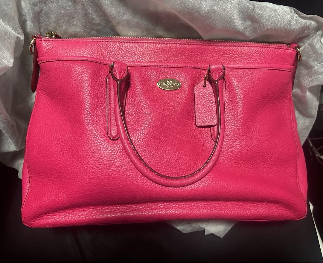 COACH F35185 Pink Leather Shoulder Tote Bag for Women