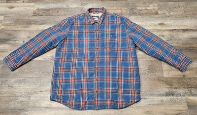 LL Bean Sherpa Lined Scotch Plaid Flannel Shirt Jacket Mens XXL Tall Snap Button