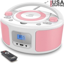 Portable Bluetooth CD Player Boombox FM Radio USB AUX Music Player W/ EQ Modes