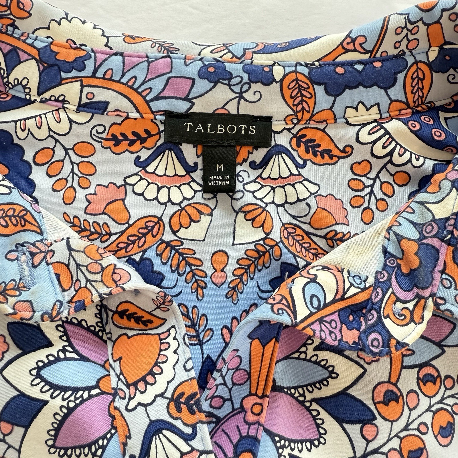 Talbots Button Half Placket Colorful Paisley Midi… - image 11