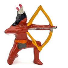 Vtg Manoil Barclay Lead Toy Indian Native American w/ Bow Arrow Kneeling WOW