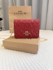 C7361 Mini Wallet on a Chain with In Signature Print RED WITH BOX