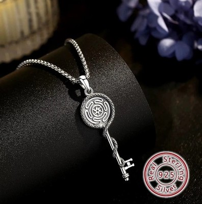 S925 Sterling Silber Damen Halskette Anhänger Lilith Hexe Hecate Schlüssel