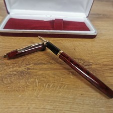18K 750 Gold NIB Cross Century Cobalt Red Marble Fountain Pen  nice condition
