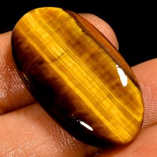 100 Natural Tiger Eye Oval Cabochon Loose Gemstone 26 Ct. 30X16X6 mm UG-2970